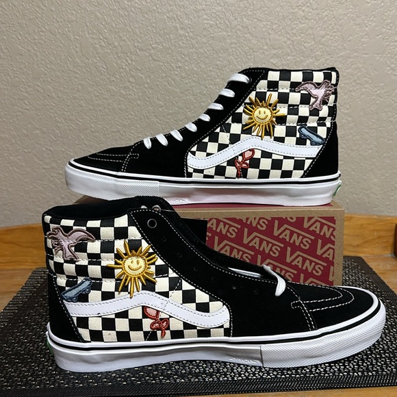 Vans Skate Sk8 hi Skateistan checkerboard men’s size 12 pop Cush - Picture 2 of 10